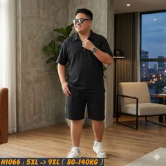 Đồ bộ nam big size polo khóa kéo vải tổ ong H1066
