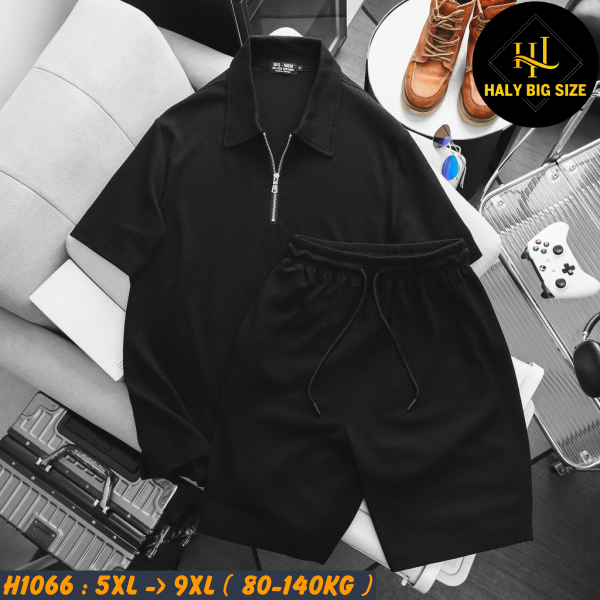 Đồ bộ nam big size polo khóa kéo vải tổ ong H1066