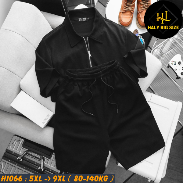 Đồ bộ nam big size polo khóa kéo vải tổ ong H1066