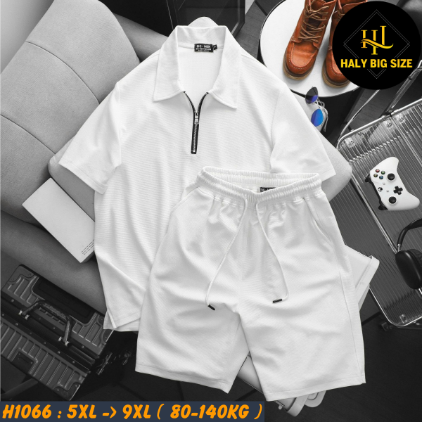 Đồ bộ nam big size polo khóa kéo vải tổ ong H1066
