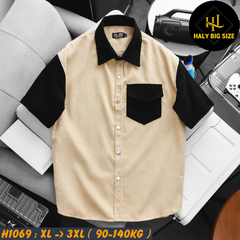 Áo sơ mi nam big size nhung tăm phối màu trẻ trung H1069