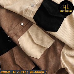 Áo sơ mi nam big size nhung tăm phối màu trẻ trung H1069