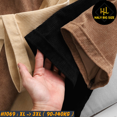 Áo sơ mi nam big size nhung tăm phối màu trẻ trung H1069