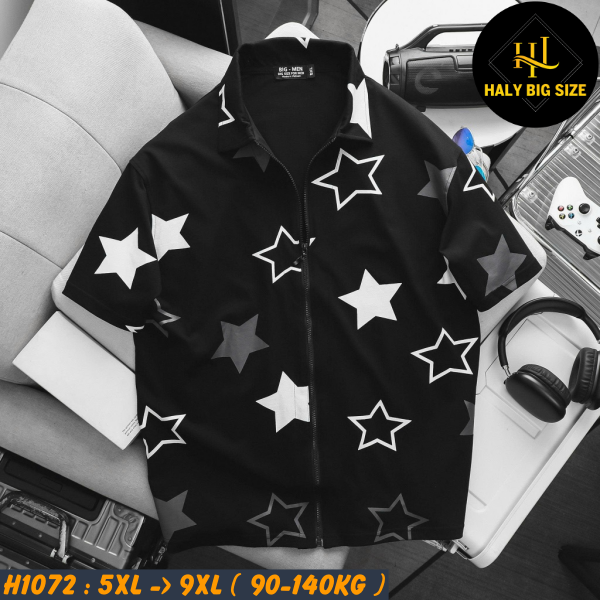 Áo polo nam big size phối dây kéo ngôi sao H1072