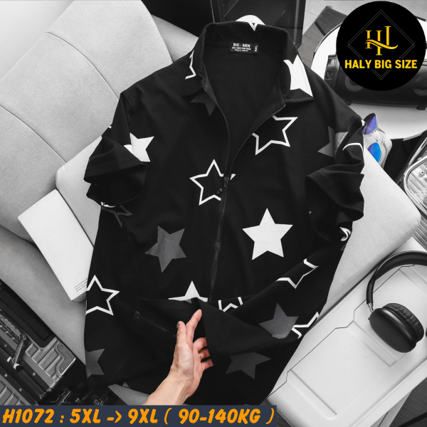 Áo polo nam big size phối dây kéo ngôi sao H1072
