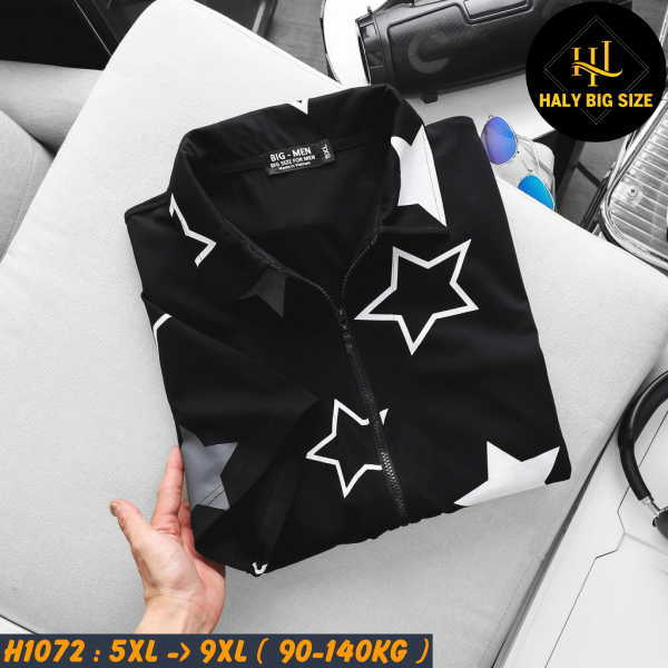 Áo polo nam big size phối dây kéo ngôi sao H1072