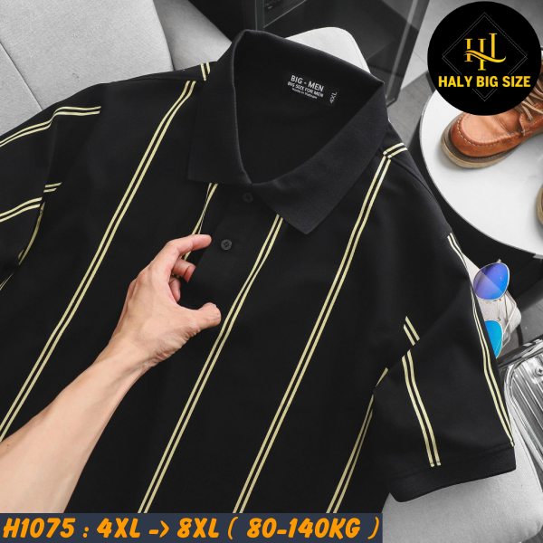 Áo polo nam big size cotton phối sọc lịch lãm H1075