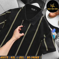 Áo polo nam big size cotton phối sọc lịch lãm H1075