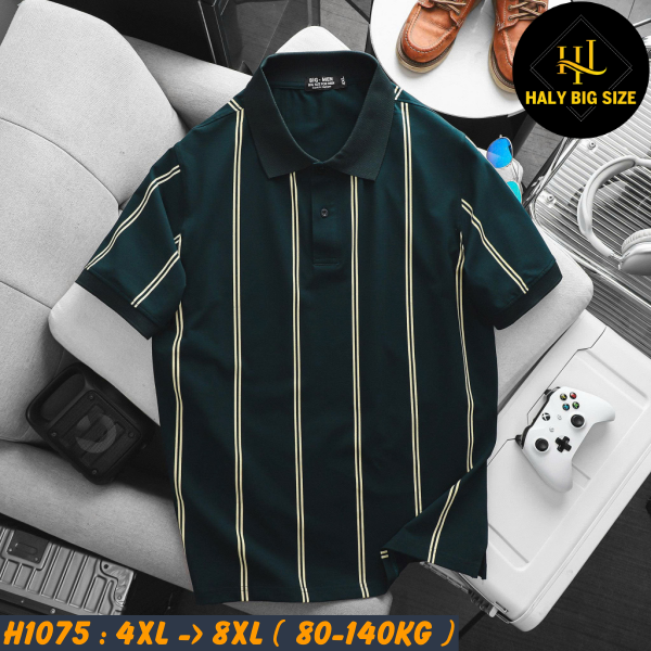Áo polo nam big size cotton phối sọc lịch lãm H1075
