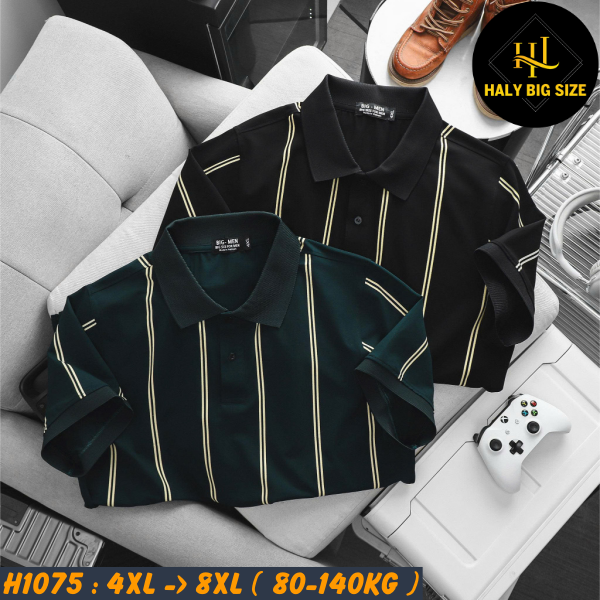 Áo polo nam big size cotton phối sọc lịch lãm H1075