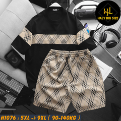 Đồ bộ nam big size sọc tartan chất vải Umi co giãn H1076