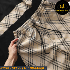 Đồ bộ nam big size sọc tartan chất vải Umi co giãn H1076