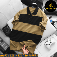 Áo polo nam big size nâu phối sọc ngang H1077