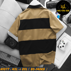 Áo polo nam big size nâu phối sọc ngang H1077