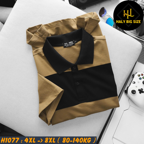 Áo polo nam big size nâu phối sọc ngang H1077