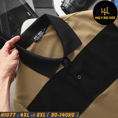 Áo polo nam big size nâu phối sọc ngang H1077