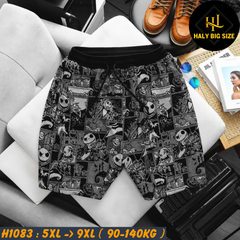 Đồ bộ nam big size áo cotton quần vải jean gấm họa tiết H1083
