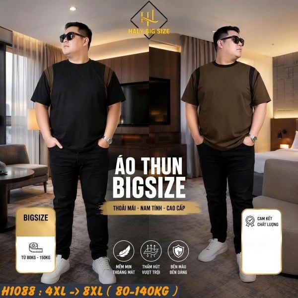 Áo thun nam big size chất tổ ong thoáng mát H1088