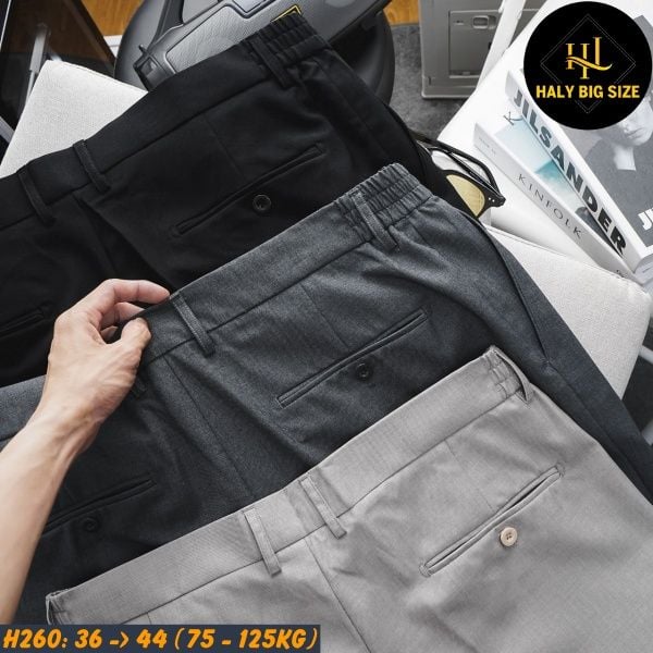 Quần tây nam big size lưng phối thun H260
