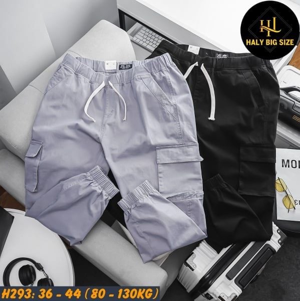Quần jogger kaki nam big size túi hộp lưng thun H293