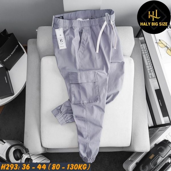 Quần jogger kaki nam big size túi hộp lưng thun H293