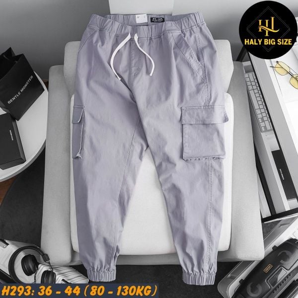 Quần jogger kaki nam big size túi hộp lưng thun H293