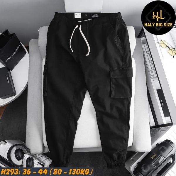 Quần jogger kaki nam big size túi hộp lưng thun H293