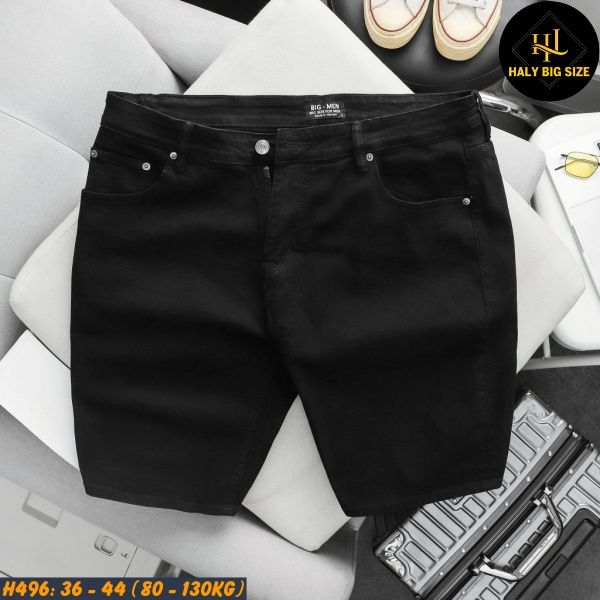 Quần short jean nam big size tông đen H496