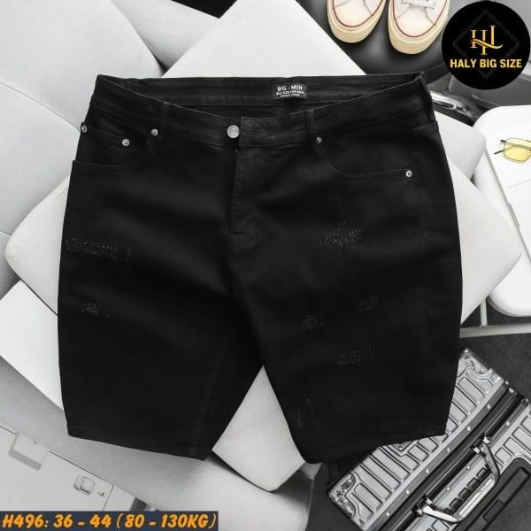 Quần short jean nam big size tông đen H496