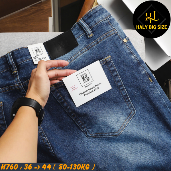 Quần jean nam big size xanh đậm wash H760