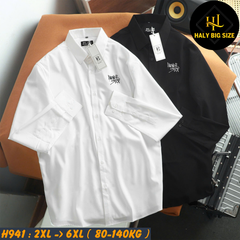 Áo sơ mi nam big size thêu ngực Never Stop H941