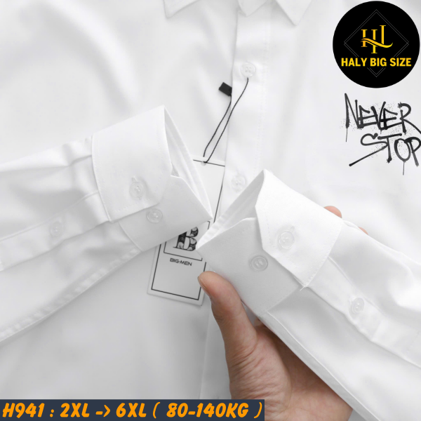 Áo sơ mi nam big size thêu ngực Never Stop H941