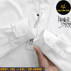 Áo sơ mi nam big size thêu ngực Never Stop H941