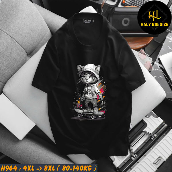 Đồ bộ nam big size in Mèo cá tính H964