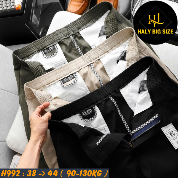 Quần kaki nam big size túi hộp ống suông lưng thun H992