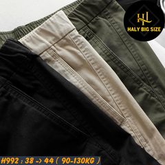 Quần kaki nam big size túi hộp ống suông lưng thun H992