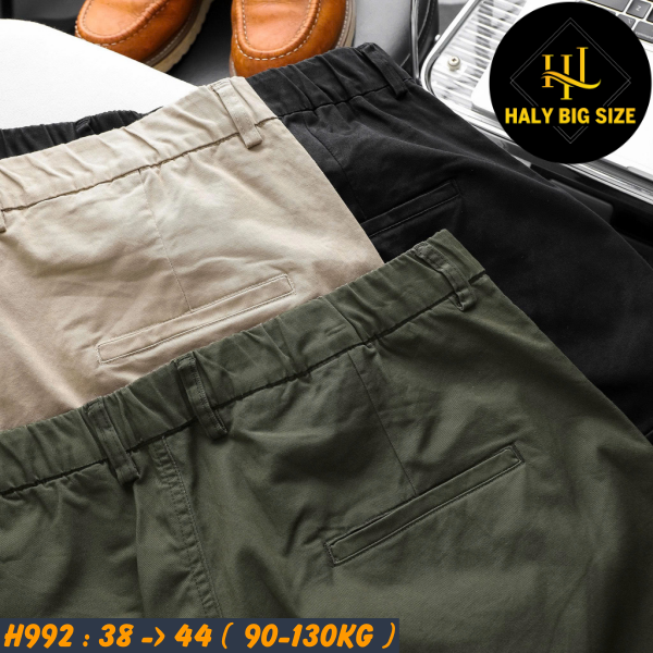 Quần kaki nam big size túi hộp ống suông lưng thun H992