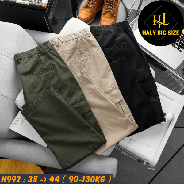 Quần kaki nam big size túi hộp ống suông lưng thun H992