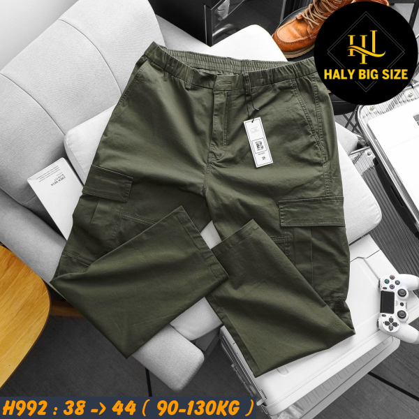 Quần kaki nam big size túi hộp ống suông lưng thun H992