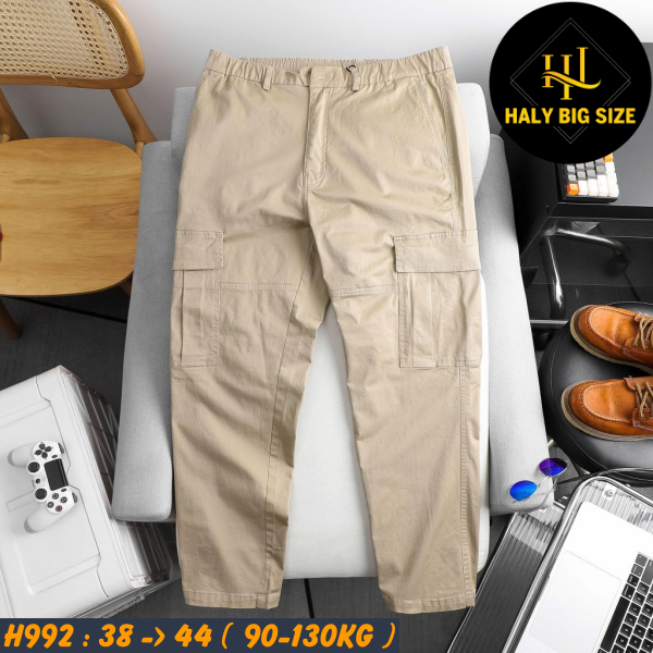 Quần kaki nam big size túi hộp ống suông lưng thun H992