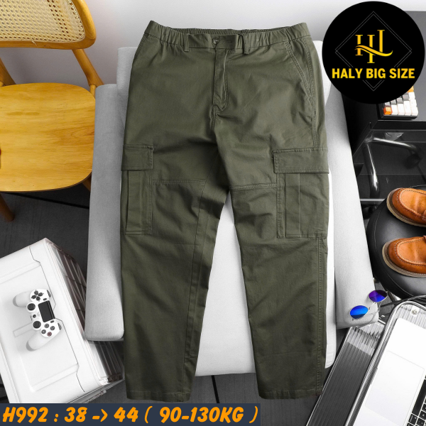Quần kaki nam big size túi hộp ống suông lưng thun H992
