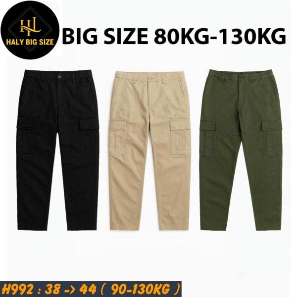 Quần kaki nam big size túi hộp ống suông lưng thun H992