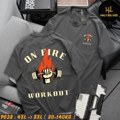 Áo thun nam big size in ON FIRE 2 mặt P038