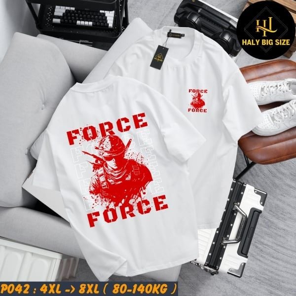 Áo thun nam big size in FORCE đẹp mắt P042