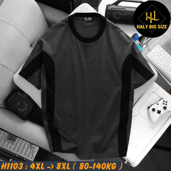 Áo thun nam cotton phối sọc hai bên H1103