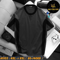 Áo thun nam cotton phối sọc hai bên H1103