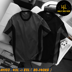 Áo thun nam cotton phối sọc hai bên H1103