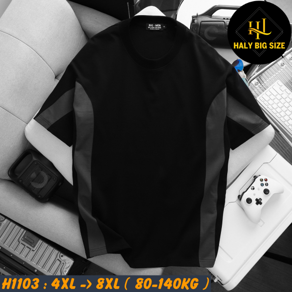 Áo thun nam cotton phối sọc hai bên H1103