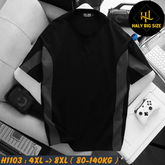 Áo thun nam cotton phối sọc hai bên H1103