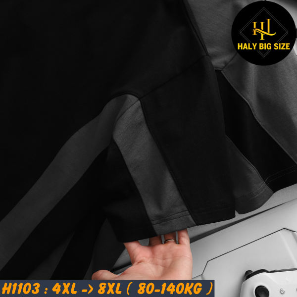 Áo thun nam cotton phối sọc hai bên H1103